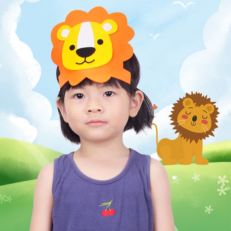 Mũ Đội Đầu động vật hoạt hình cho trẻ mẫu giáo đạo cụ biểu diễn mũ đội đầu cáo mèo con chuột hổ Mũ k