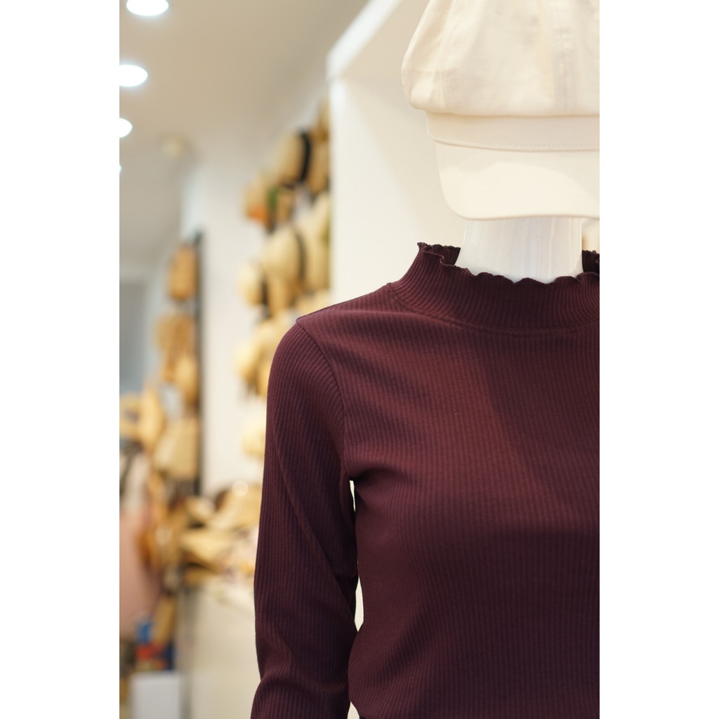 Áo len nữ tay dài cổ cao bèo NEONVN, chất gân len, phom ôm, giữ ấm nhẹ siêu xinh