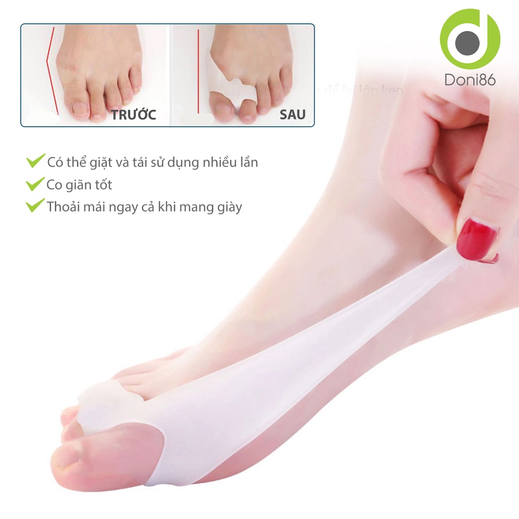 Bộ 2 miếng silicone bảo vệ định hình ngón chân cái, tách ngón chân chất liệu Silicone - Doni - DOPK281
