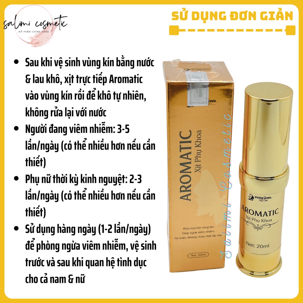 Xịt Phụ Khoa AROMATIC - Khử Mùi Hôi Vùng Kín, Ngừa Viêm Nhiễm, Làm Hồng Bikini, Giúp Vùng Kín Thơm, Hồng, Se Khít | 20ml