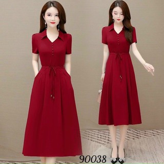 Đầm cổ V phối bâu có dây thắt eo dáng xòe nhẹ xinh xinh ( Thời trang Lolita Xinh ) HN1122