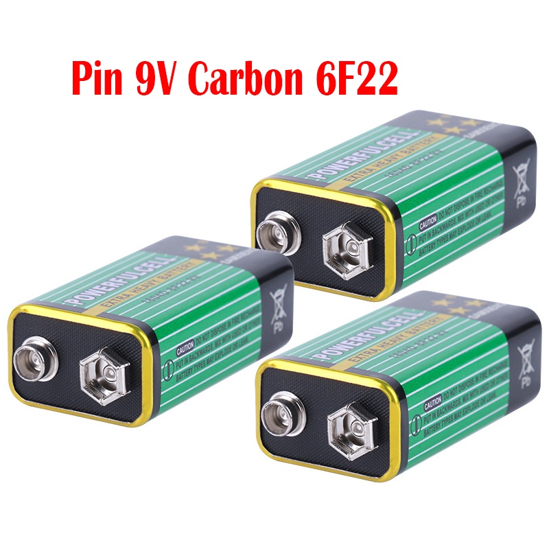 Pin 6F22 Carbon 9V Loại Xịn - Hộp Đế Pin 9V có nắp và công tắc ON/OFF