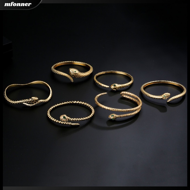 Vòng Tay Hở Hai Lớp Hình Đầu Rắn Phong Cách Hip hop Thời Trang Cho Nữ