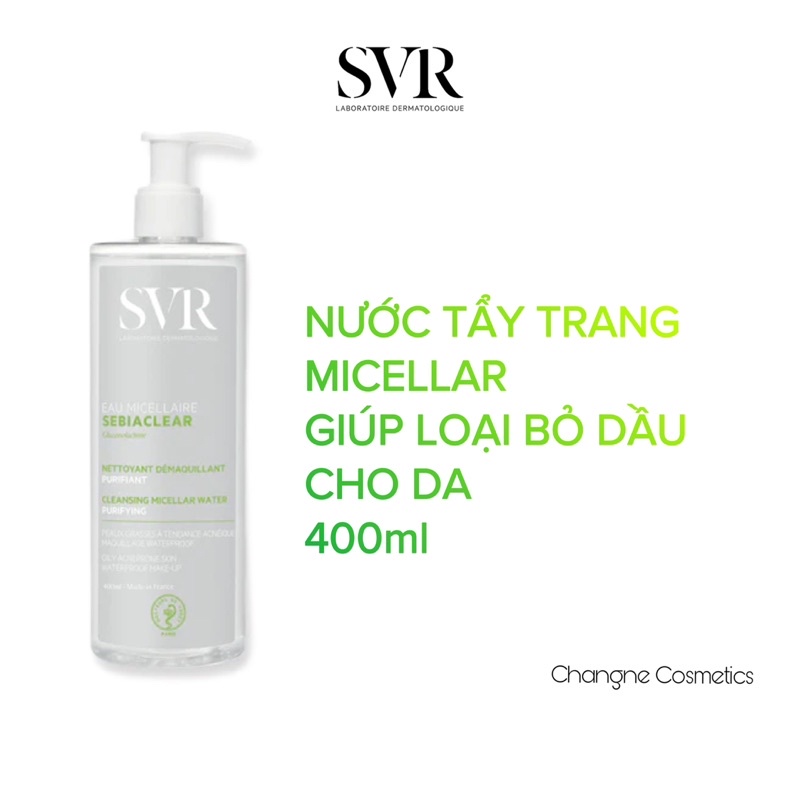 Nước Tẩy Trang SVR Sebiaclear Eau Micellaire Cho Da Dầu Mụn, Nhạy Cảm 400ml [Mẫu Mới]