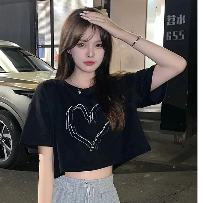 Áo Thun Ngắn Tay Dáng Suông Phong Cách retro Thời Trang Mùa Hè Hàn Quốc Cho Nữ