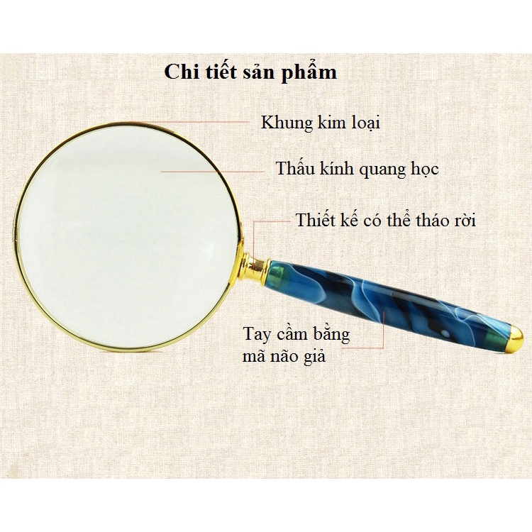 Kính lúp cầm tay tay cầm giả ngọc sang trọng 6x - 7x- 8x - 10x đường kính 82mm - 72mm - 62mm - 52mm