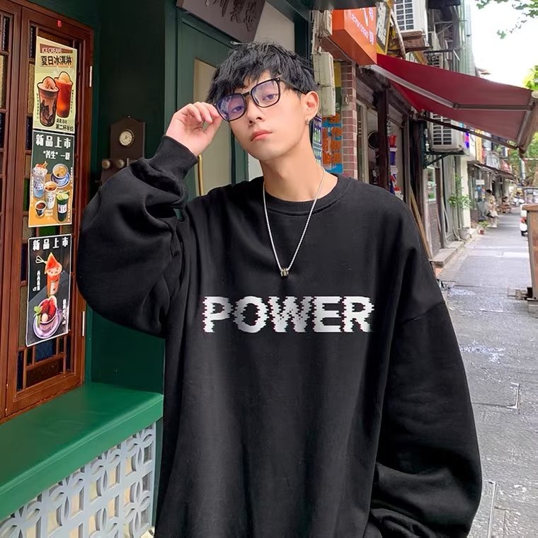 Áo Nỉ Tay Dài Cổ Tròn In Chữ Màu Nâu Phong Cách Hàn Quốc Thời Trang Mùa Thu Cho Nam Và Nữ Plus Size M-5XL