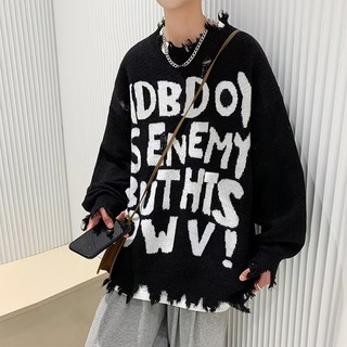 Áo Sweater Dệt Kim Dáng Rộng Kiểu Đường Phố Mỹ Thời Trang Thu Đông Cho Các Cặp Đôi