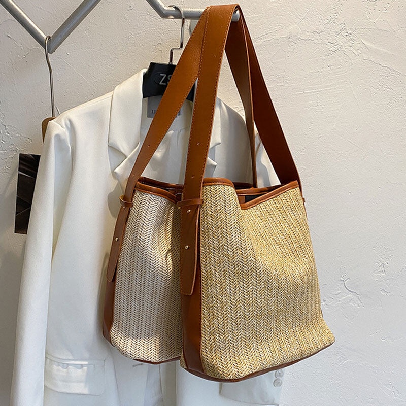 MISCHA Túi Xách Đan Rơm Thời Trang Nữ Tính