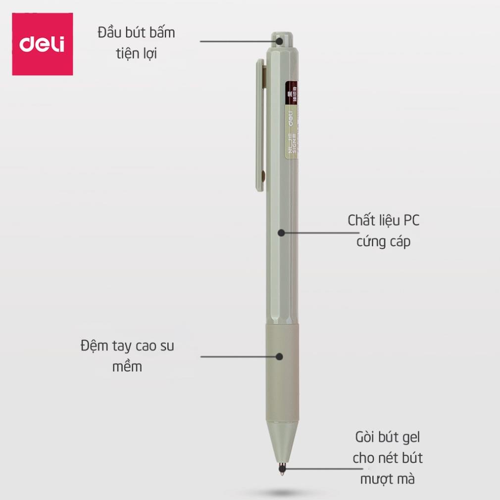 Bút bi dạng gel Deli 0.5mm mực Đen - Nét viết trơn tru mực không lem khô nhanh - NS559 .