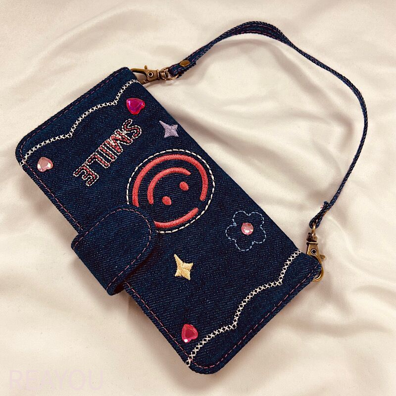 Ốp Điện Thoại Vải Denim Thêu Họa Tiết Cho iphone 13 pro max 12 11 xs xr 14plus