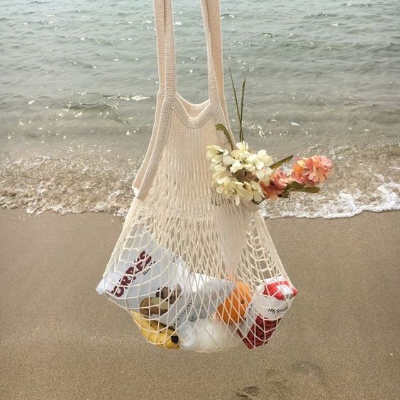 Túi lưới đan ECOHUB đi biển, dã ngoại, đi chơi có tay cầm (2 size) quà tặng Valentine, du lịch