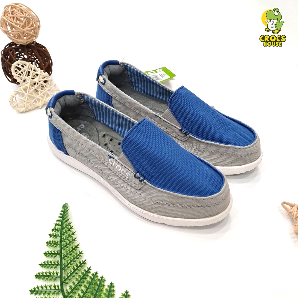 Giày crocs slip on walu canvas loafer women cao cấp, giày lười nữ crocs bằng vải kaki bền nhẹ màu đỏ - Crocs House