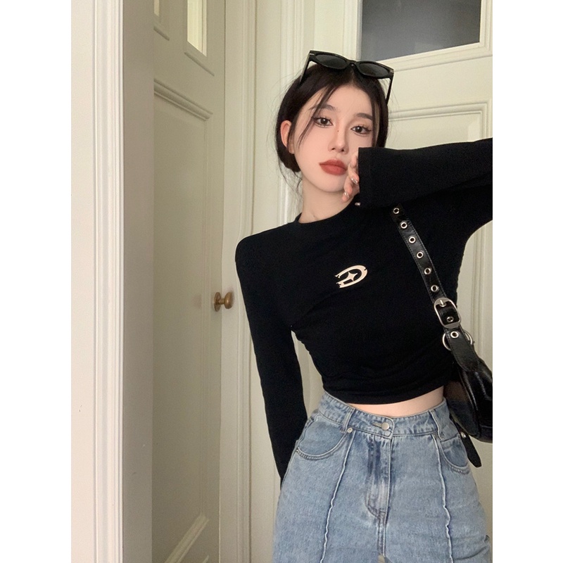 Cocory vn Áo Thun Nữ Dài Tay Gợi Cảm Đơn Giản