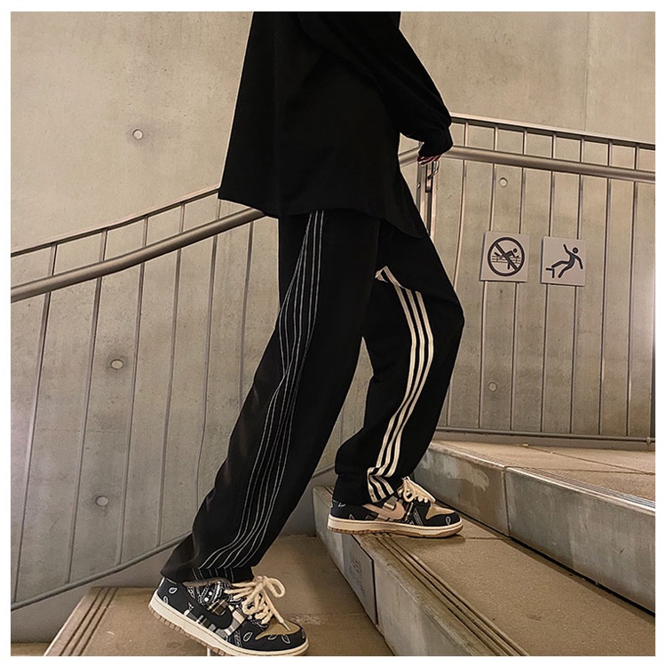 Apricity Quần Thể Thao Ống Rộng Dáng Suông Kẻ Sọc Hai Bên Cho Nam