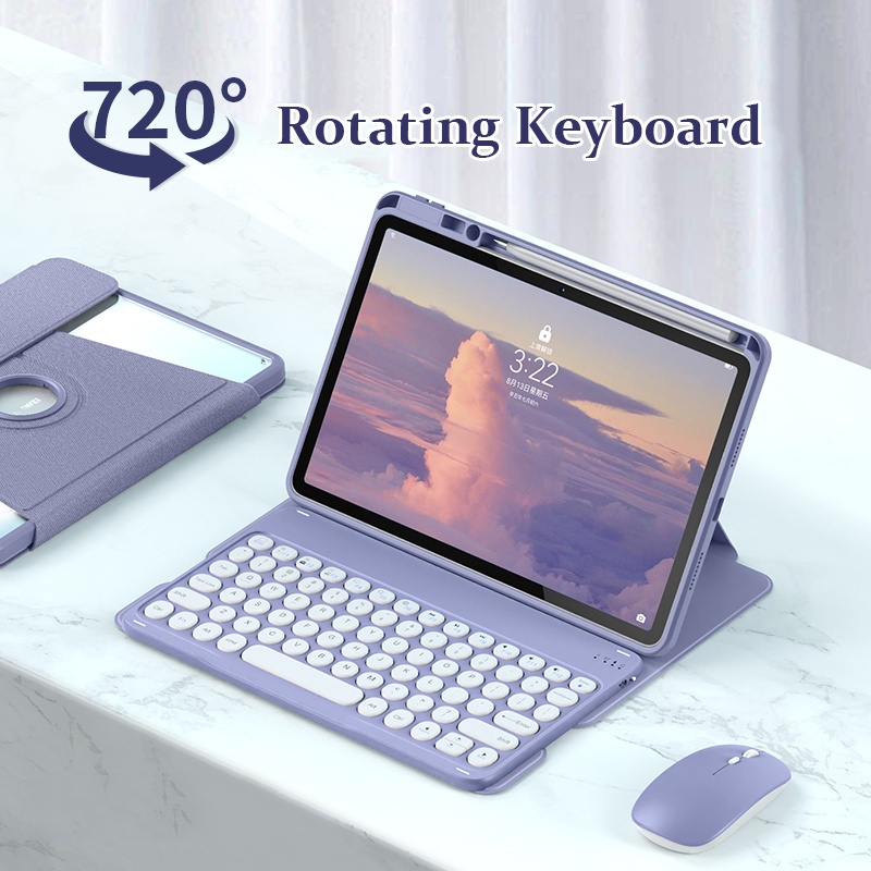 720° Bao Da Máy Tính Bảng Kèm Bàn Phím Bluetooth Cho iPad Pro 11 2022 4th Pro 11 2021 2020 2018 Air 5 Air 3 Air 4 10.2 9th 8th 7th 10.5 Ốp