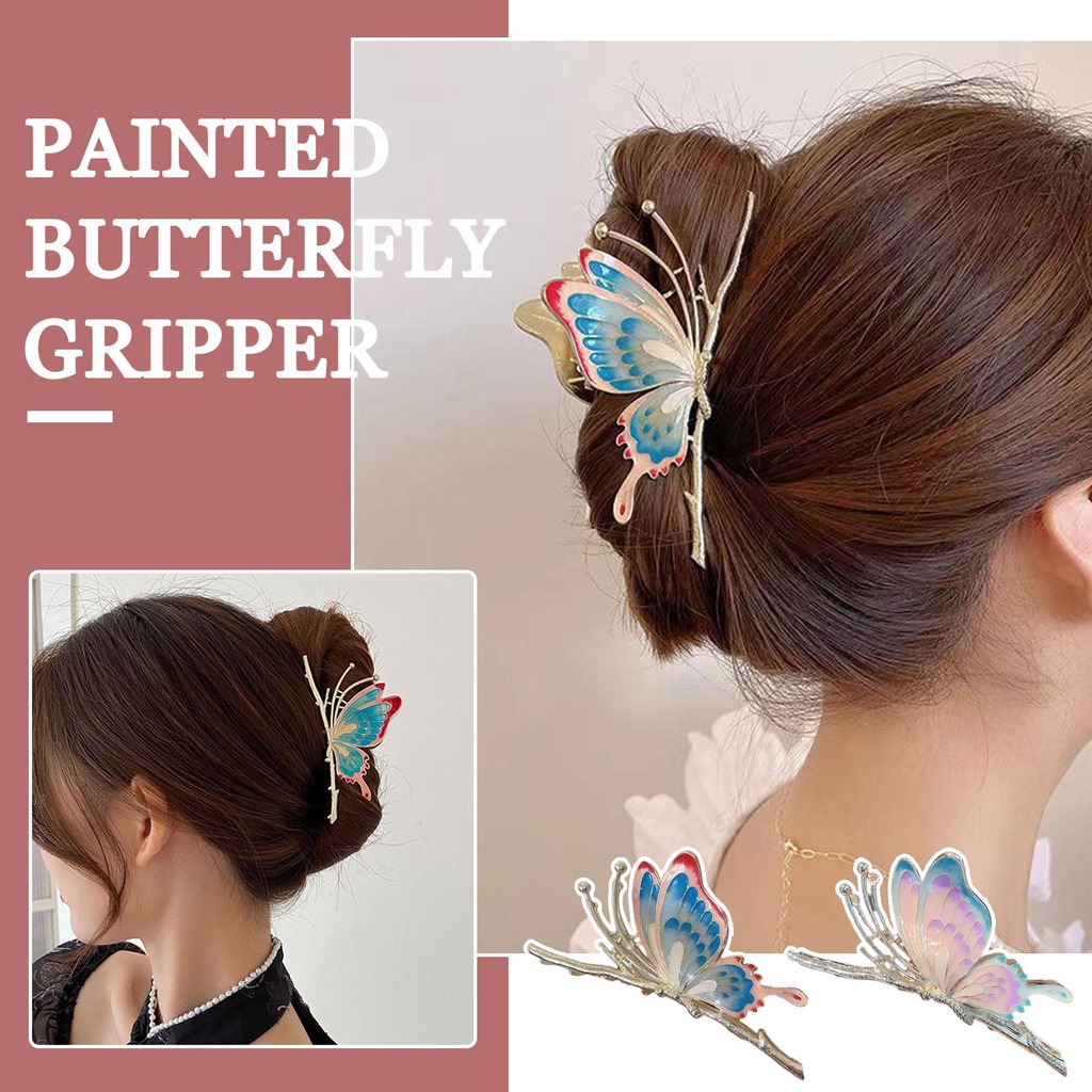 Kẹp Tóc Kim Loại Hình Bướm Màu Vàng Sang Trọng U9L3