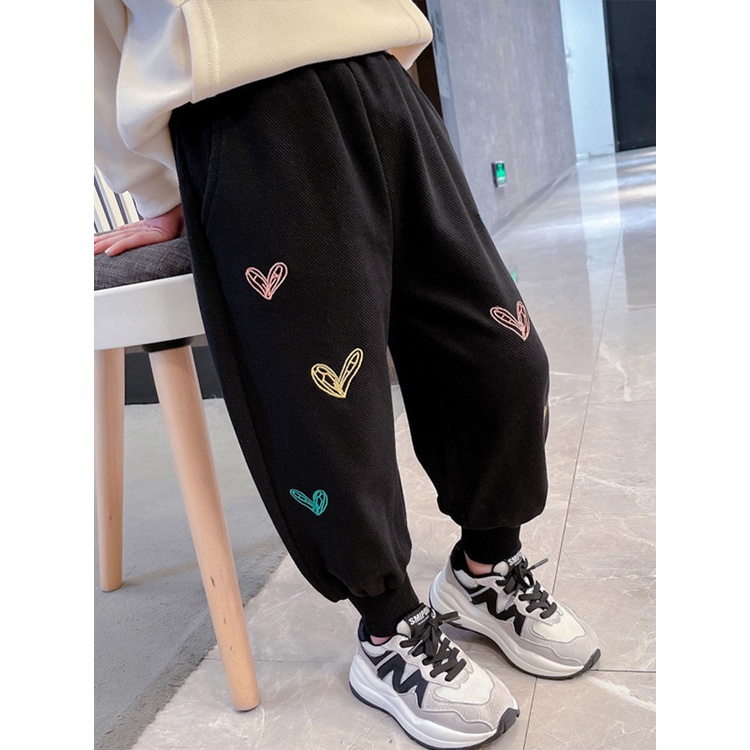 Quần Thể Thao Ống Rộng Thêu Họa Tiết Thời Trang Xuân Thu Dành Cho Trẻ Em