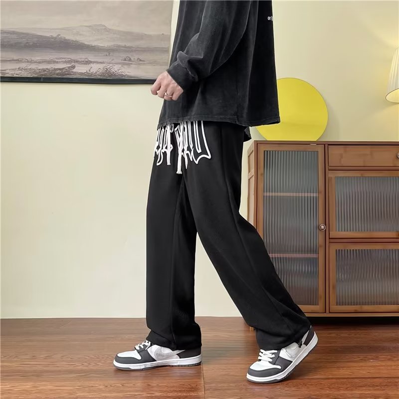 Quần Dài Thể Thao Dáng Rộng In Chữ Phong Cách hip hop Đường Phố Hàn Quốc Chất Lượng Cao Cho Nam