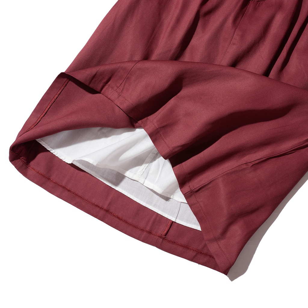 Chân váy kaki dài lưng thun midi hai màu trắng đỏ Lady MIRABOZZI MSKF007 SP08