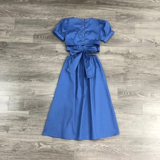Đầm WH Cổ Vuông Hở Lưng Nơ Sau