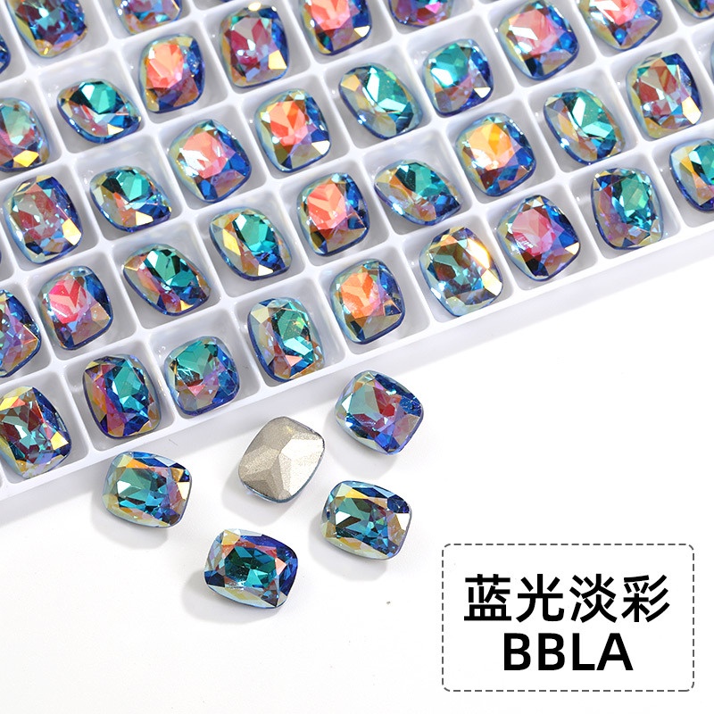 Bộ 72 Phụ Kiện Trang Trí Móng Tay Nghệ Thuật Hình Chữ Nhật Phủ Kim Cương Tròn K9