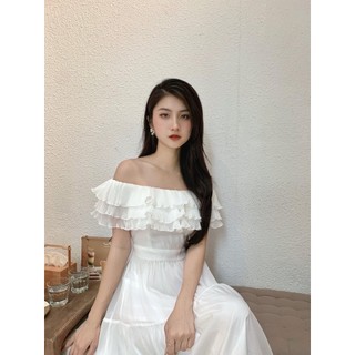 E06- Đầm Voan Xanh Dài