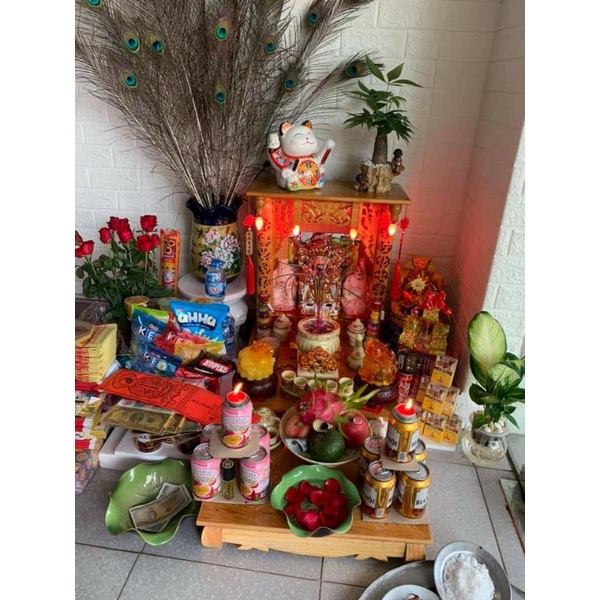 Đôn kê tượng thần tài thổ địa gỗ đẹp, kê kê tượng thần tài ban 61cm