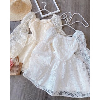 Đầm ren xoè nơ ngực