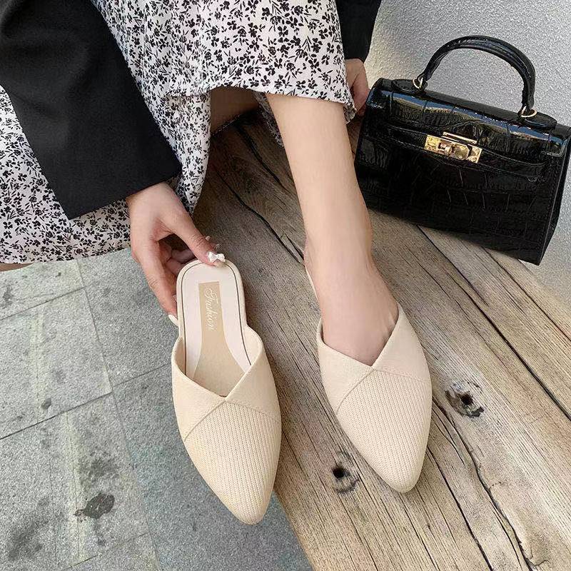 Giày Lười Mũi Nhọn Đế Bằng Phong Cách Hàn Quốc Thời Trang Cho Nữ