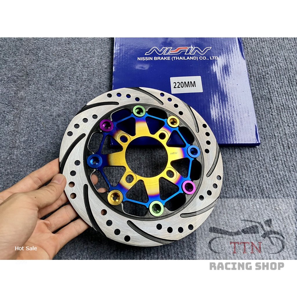 Đĩa Nissin 4 lỗ size 220mm Mẫu Titan 7 màu gắn thông dụng cho các dòng xe