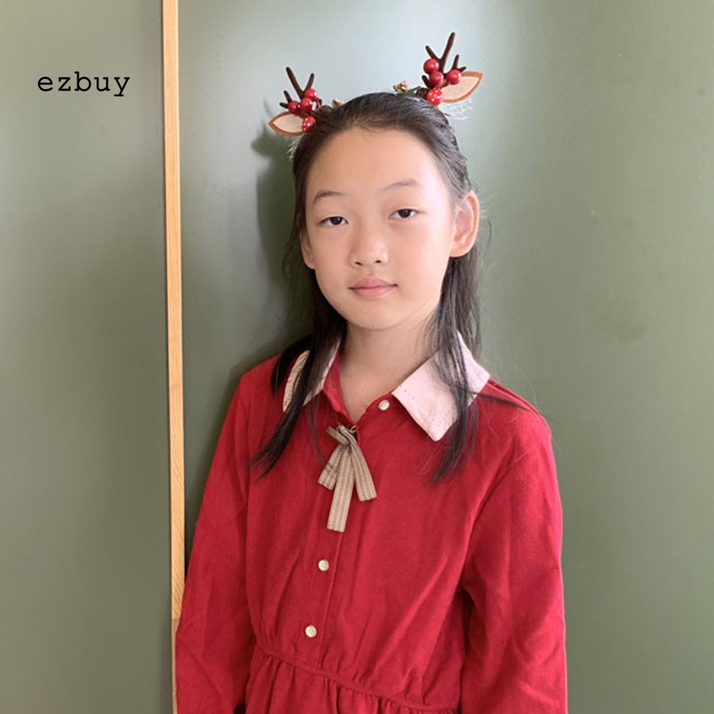 1 / 1 Cặp Băng Đô Cài Tóc Hình Tuần Lộc Giáng Sinh Co Giãn Tốt Không Đau Có Thể Tái Sử Dụng