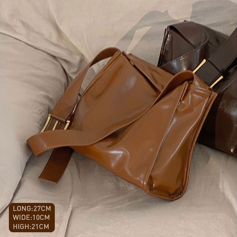 Mischa Túi Đeo Vai Bằng Da PU Màu Trơn Sức Chứa Lớn Phong Cách Cổ Điển Thời Trang Cho Học Sinh