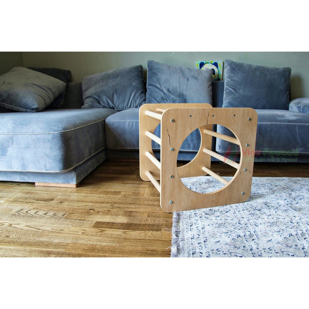 Bộ thang vân động montessori 5 chi tiết, sản xuất bằng plywood phủ melamin an toàn vơi trẻ em