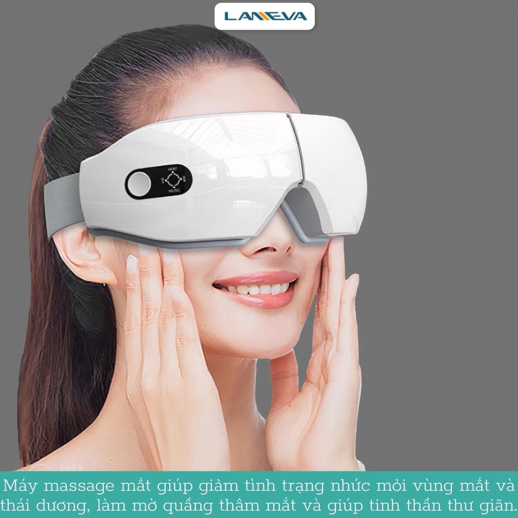 Máy Massage Mắt Chườm Nóng Xoa Bóp Nén Khí Cao Cấp LANEVA EM006, Giảm Nhức Mỏi Mắt, Làm Mờ Quầng Thâm, Giúp Thư Giãn.