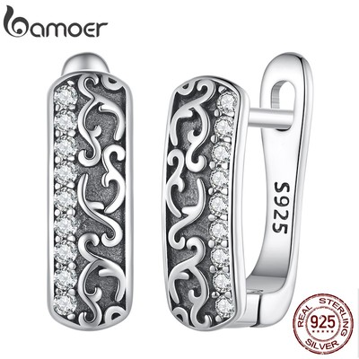 Bamoer Bông Tai Bạc 925 Hoạ Tiết Cổ Điển Cho Nữ