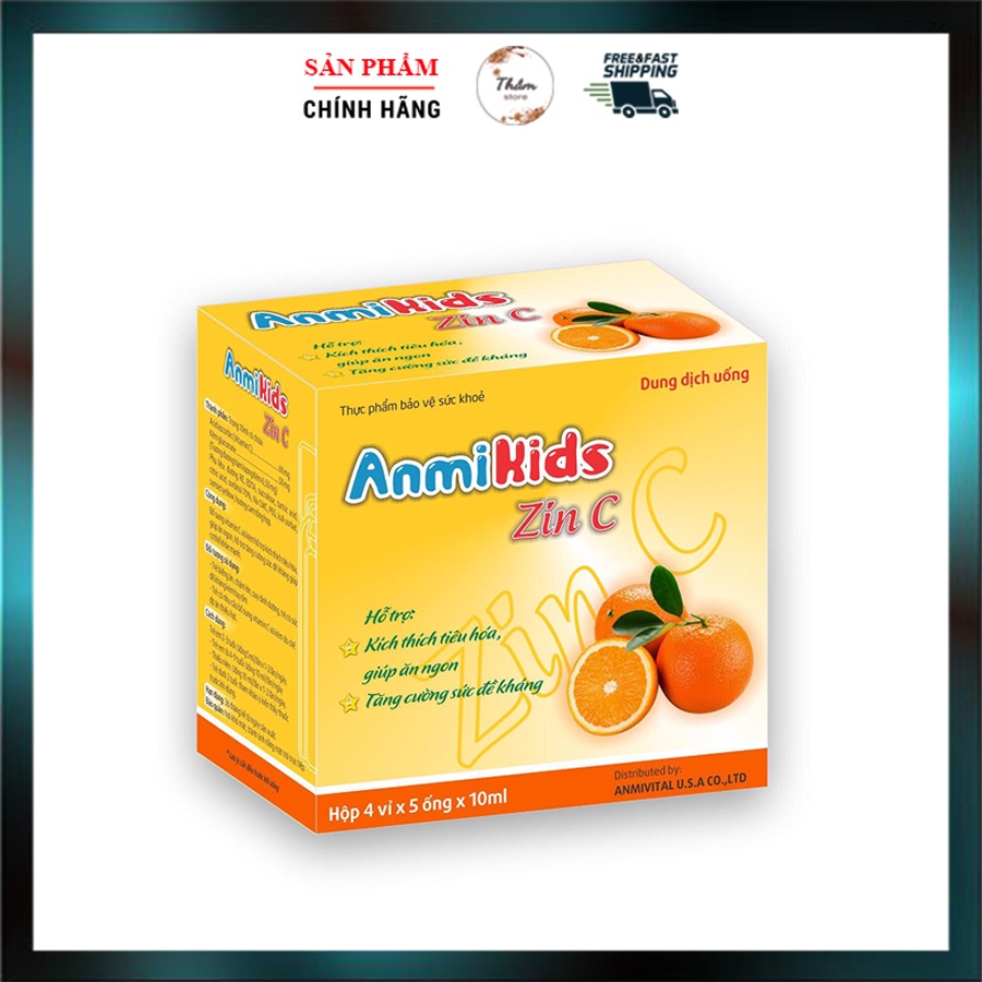 AnmiKids Zin C - Ống uống bổ sung vitamin C và kẽm (hộp 20 ống)