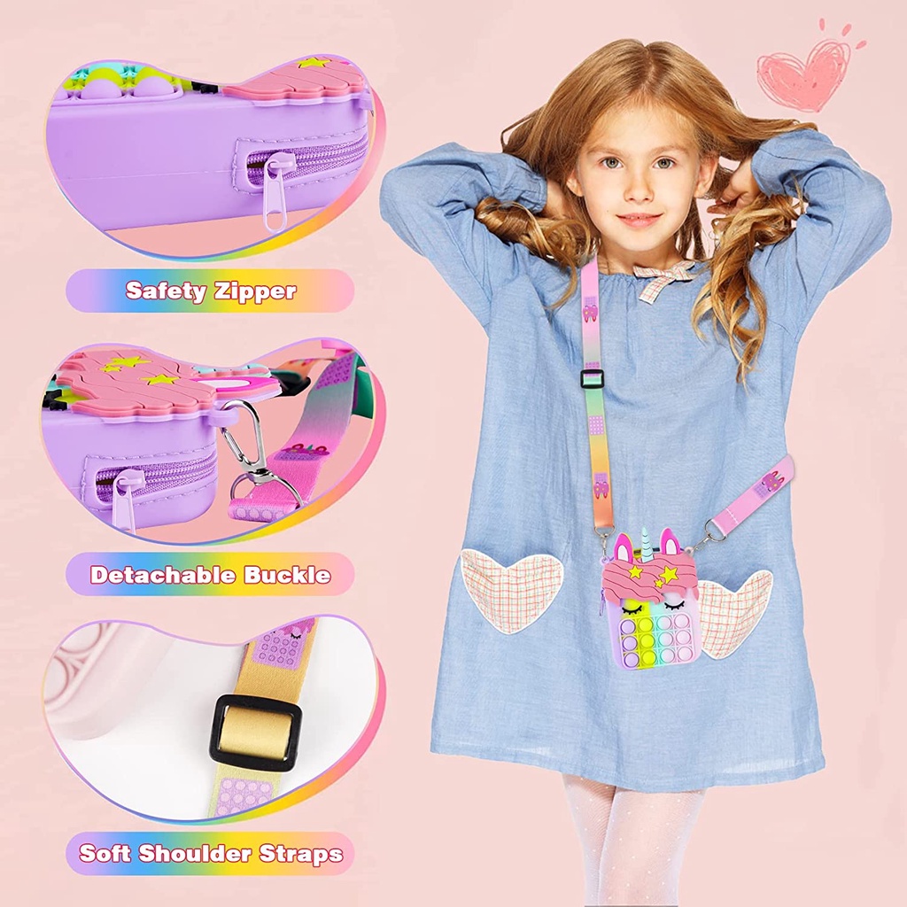 Túi Đeo Chéo Vai Bằng Silicone Hình Kỳ Lân Thời Trang Dễ Thương Cho Nữ