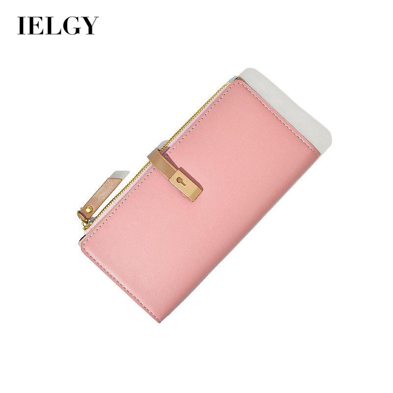 Ielgy Ví Dài Màu Trơn Nhỏ Xinh Đơn Giản Cho Nữ