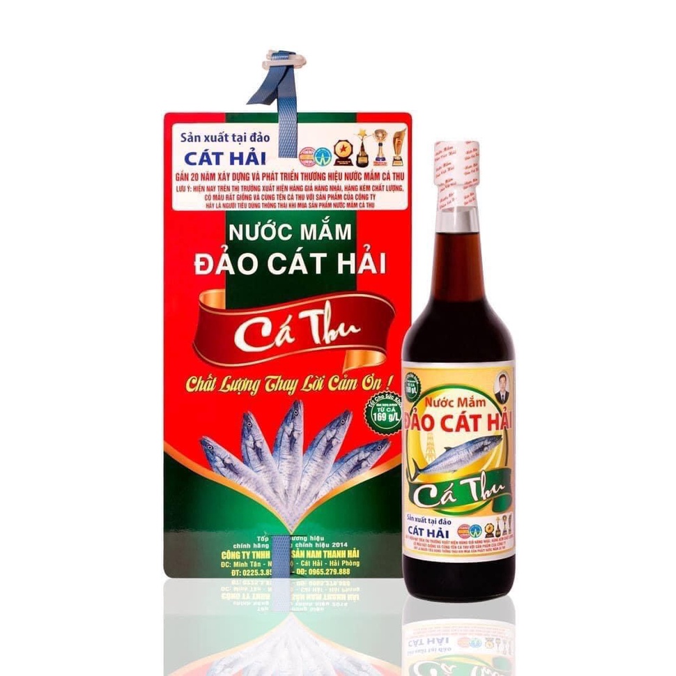 Hộp 4 chai 650ml Nước mắm cá Thu Đỏ Đảo Cát Hải