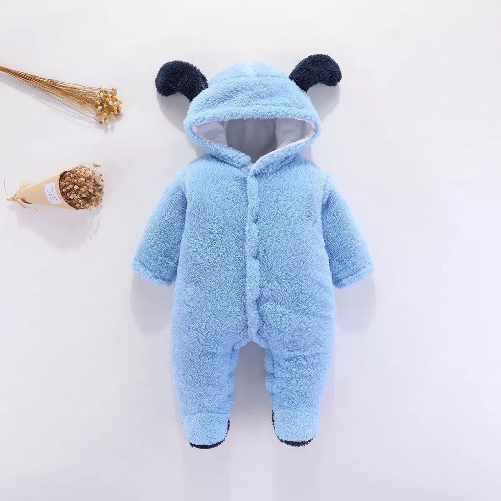 Body Gấu Lông Cừu Liền Thân Bodysuit Bông Ấm Hàng Quảng Châu cho bé trai bé gái