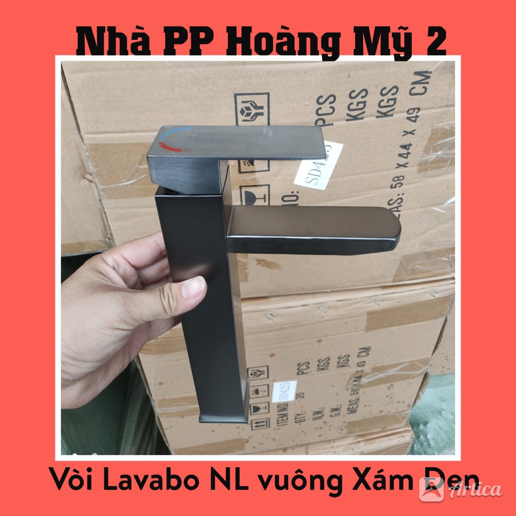 Vòi Lavabo vòi rửa mặt Nóng Lạnh phủ Nano Xám Đen