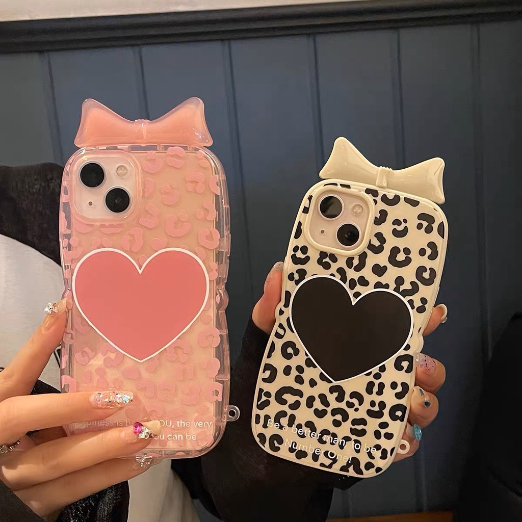 (Tặng kèm dây đeo) Ốp lưng hình trái tim có nơ cute - ốp iPhone 11/13/14