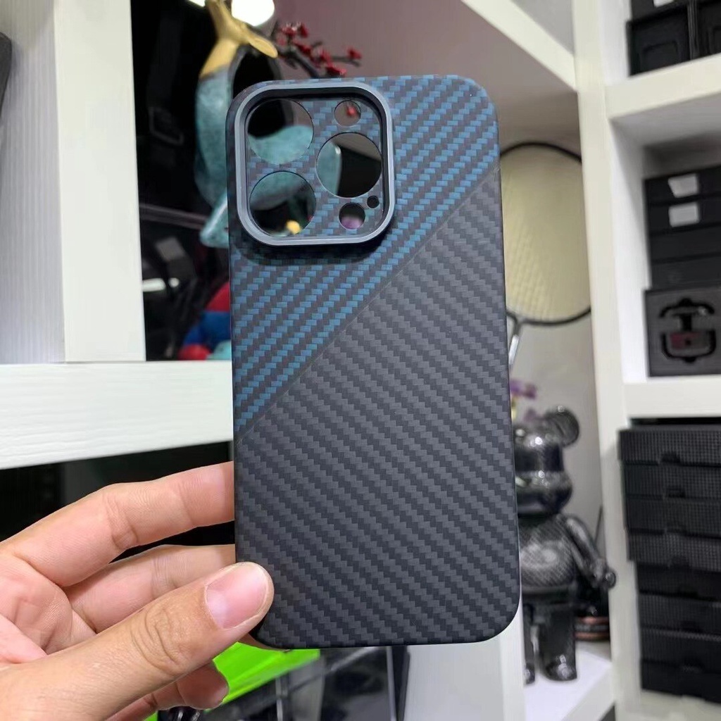 Ốp Điện Thoại Sợi Carbon Siêu Mỏng Có Vòng Nhẫn Bảo Vệ Camera Cho iphone 14 Pro Max 14 Plus