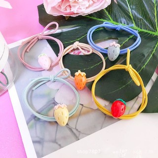 Combo 10 dây buộc tóc mặt dâu tây