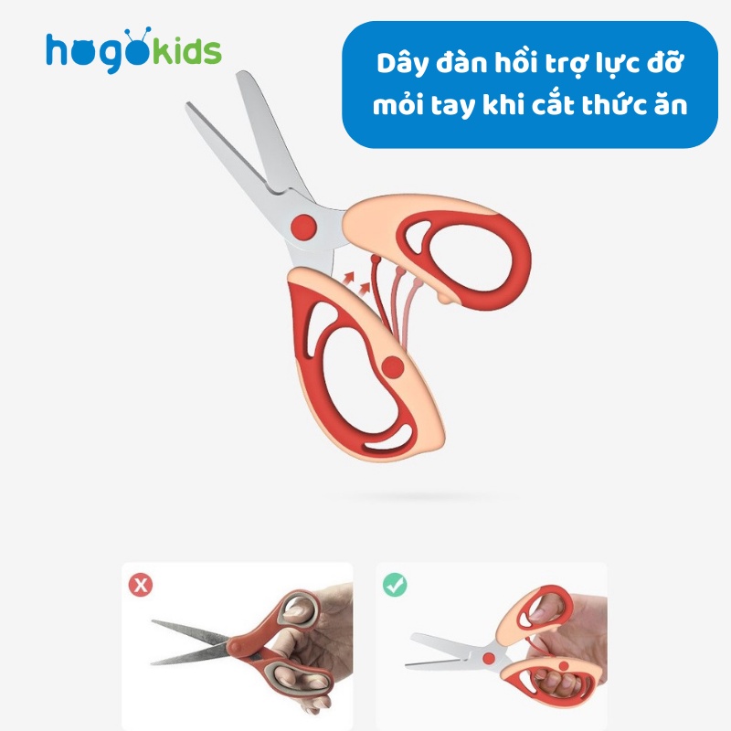 Kéo Cắt Thức Ăn Đồ Ăn Dặm Hogokids Chuyên Dụng Cho Bé Bằng Nhựa ABS Thép Không Gỉ - Kéo Đa Năng - Timikid