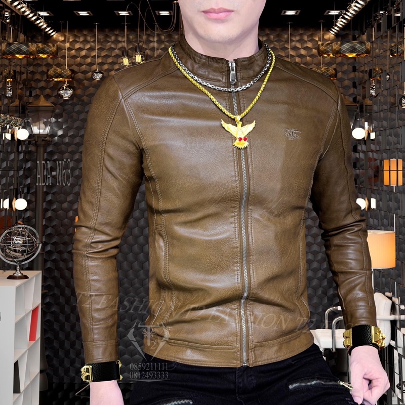 Áo Khoác Da Nam Body cổ trụ lót lông cao cấp