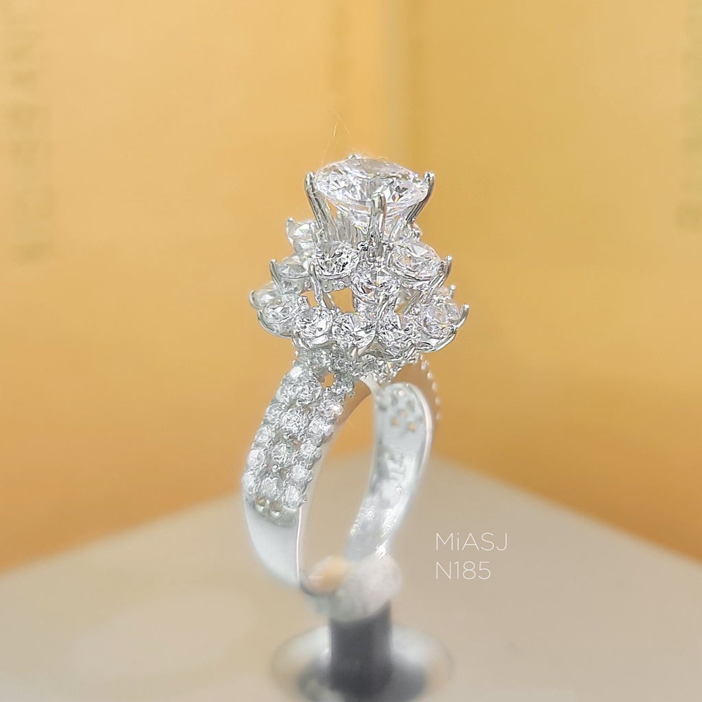 Nhẫn nữ bạc Ý S925 MiASJ N185 nạm đá cao cấp, sang trọng, lung linh