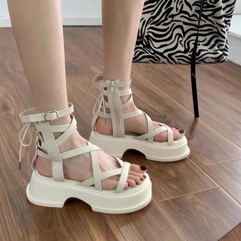 Dép Sandal dây Ulzzang đế độn 6cm đi học đi chơi