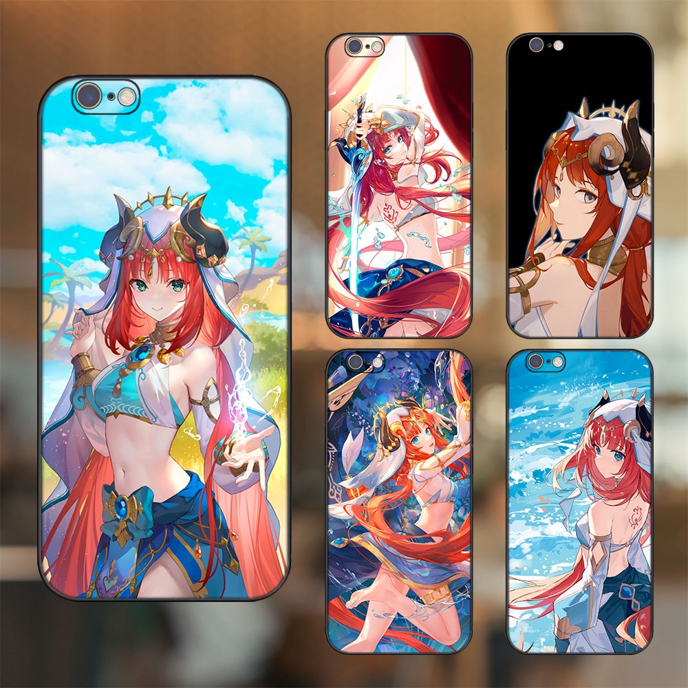 Ốp lưng iPhone 6, 6s dẻo đen cạnh vuông in hình Nilou Genshin Impact